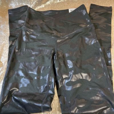 JENNI Womens Leggings High Rise Crossband Shine Camo Black, Sz Xsmall